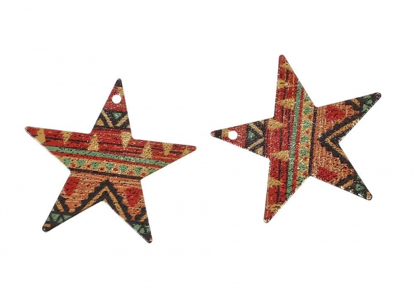 bunte Stern Ohrringe goldfarben Muster